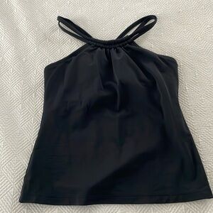 Lime Ricki Double-Cinch Black Tankini Top